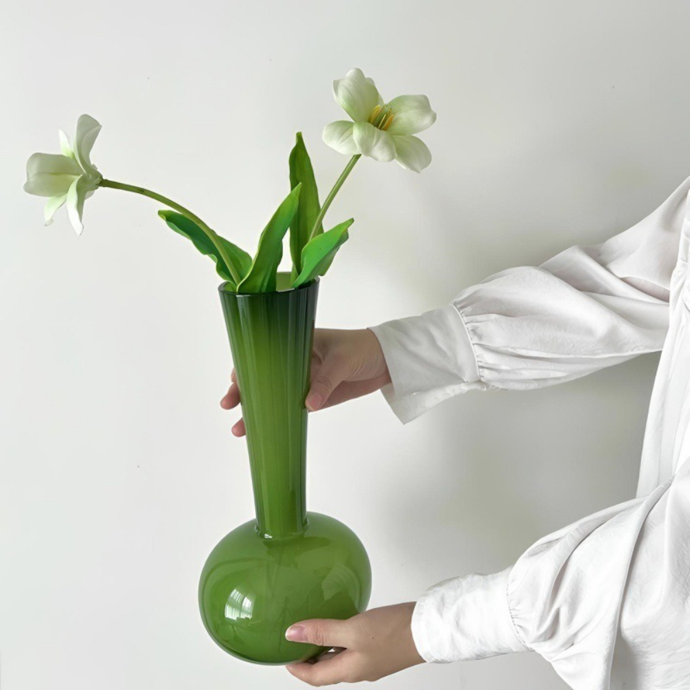 Glass Vase Nordic - Vas Kaca Hijau Gaya Nordik Vas