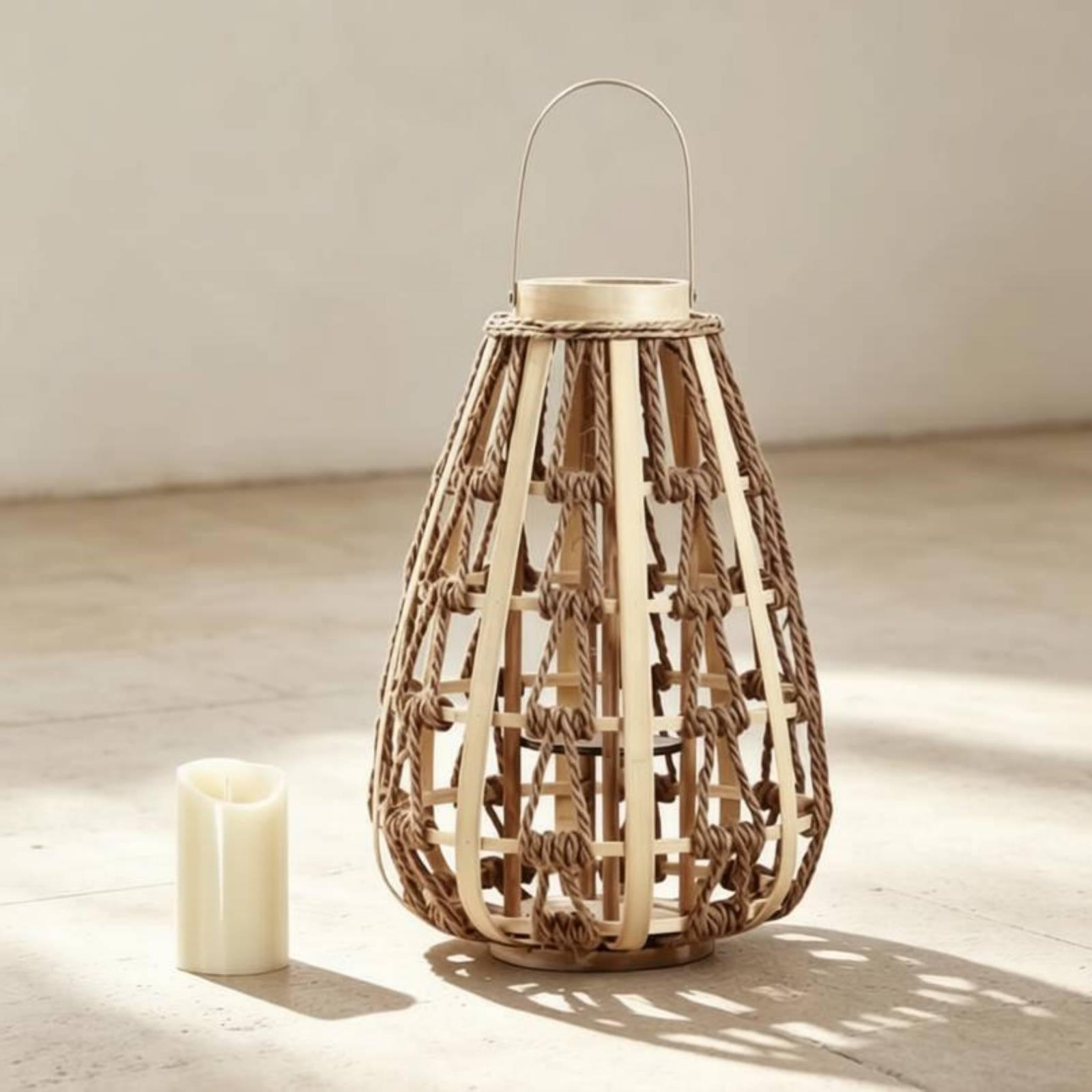 Home Decor Handmade - Lampu Lilin Tali Kayu Alami Buatan