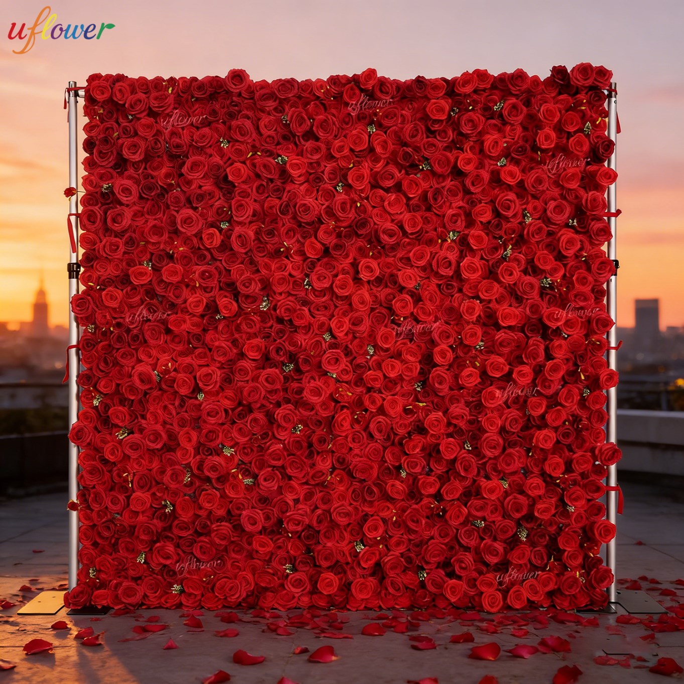 Home Decor Event - Dinding Bunga Mawar Merah Buatan Uflower,