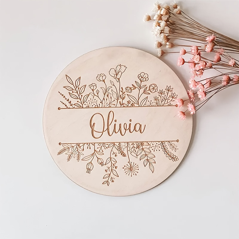 Home Christmas Decor - Plakat Nama Berukir Bunga yang Dipersonalisasi,