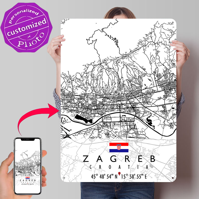 Home Decor Zagreb - Peta Zagreb Kroasia Poster Logam Tekstur