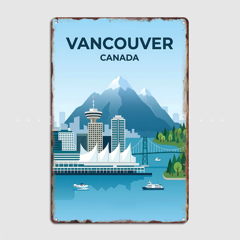 Home Decor Vancouver - Poster Pemandangan Perjalanan Skyline Kanada Vancouver