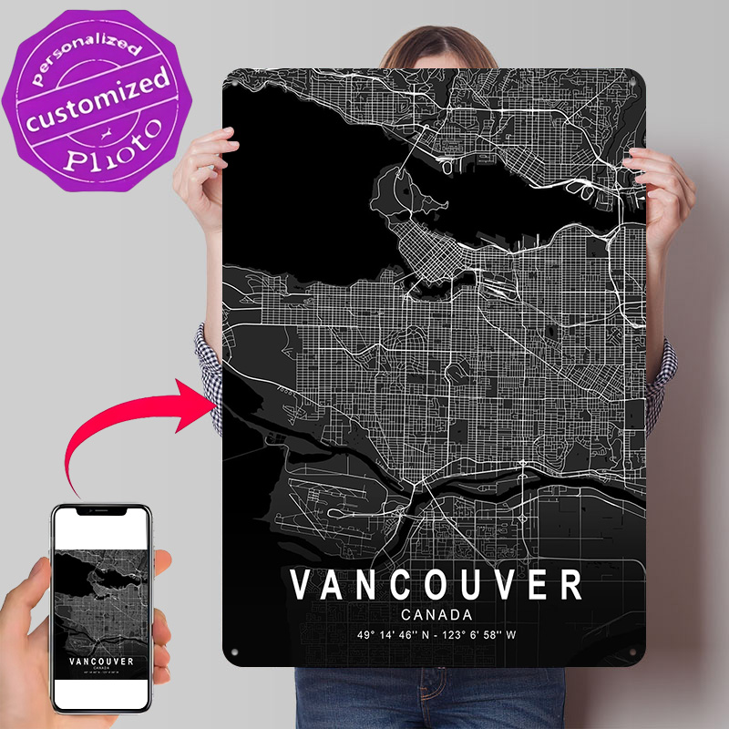 Home Decor Vancouver - Poster Tekstur Cetak 3D Peta Gelap