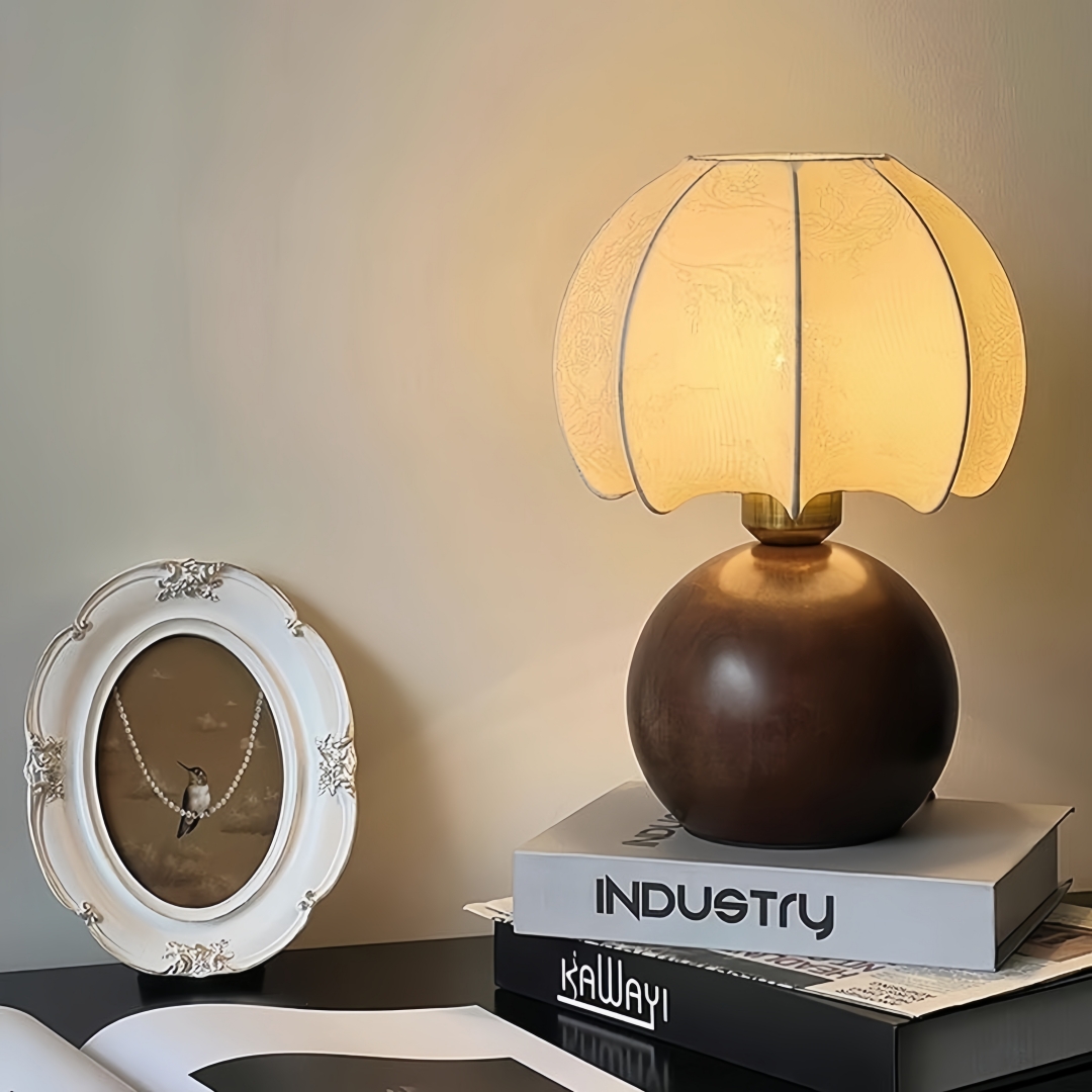 Home Decor Lamp - Lampu meja bermotif bunga vintage, lampu
