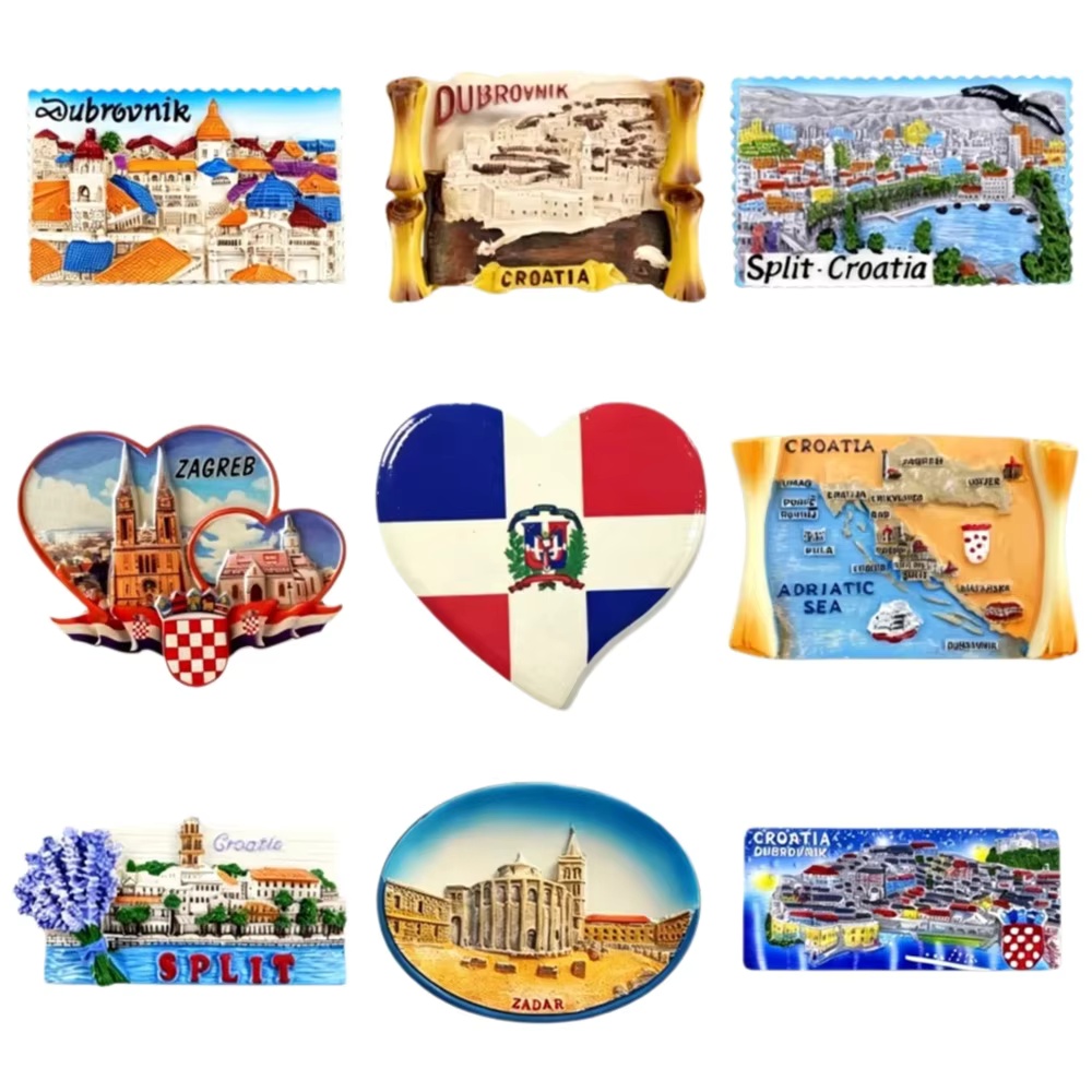 Home Decor Zagreb - Set Magnet Kulkas Resin 3D Kroasia