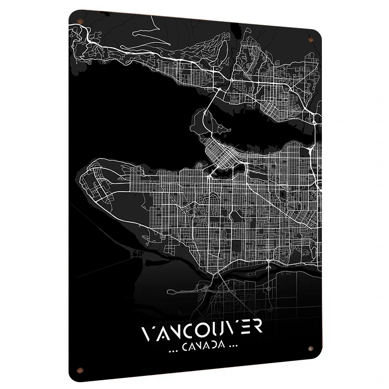 Home Decor Vancouver - Seni Dinding Logam Peta Kota Vancouver