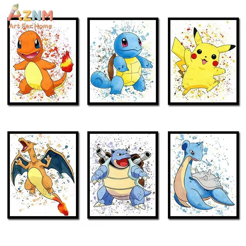 Geometric Wall Art - 1 Buah, Lukisan Kanvas Anime Pokemon