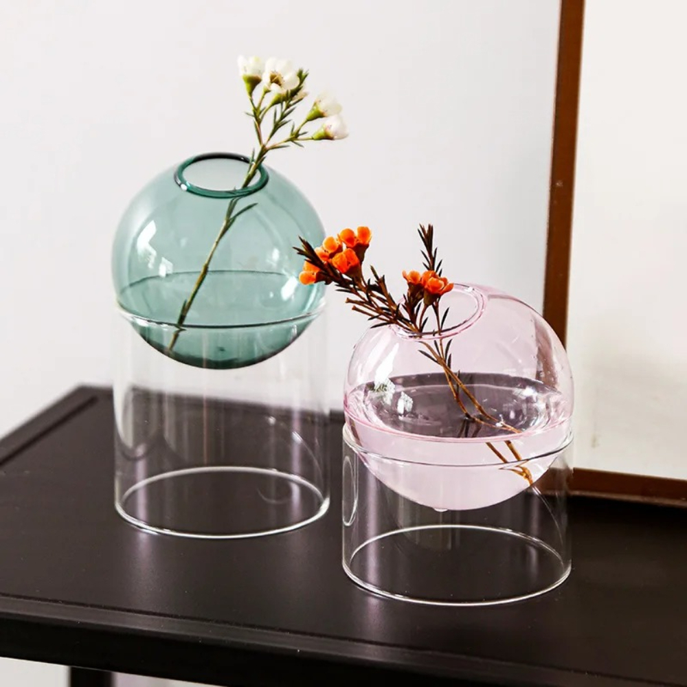 Vas Kaca Berwarna Nordik Bulat - Glass Vase Nordic ulasan dan harga