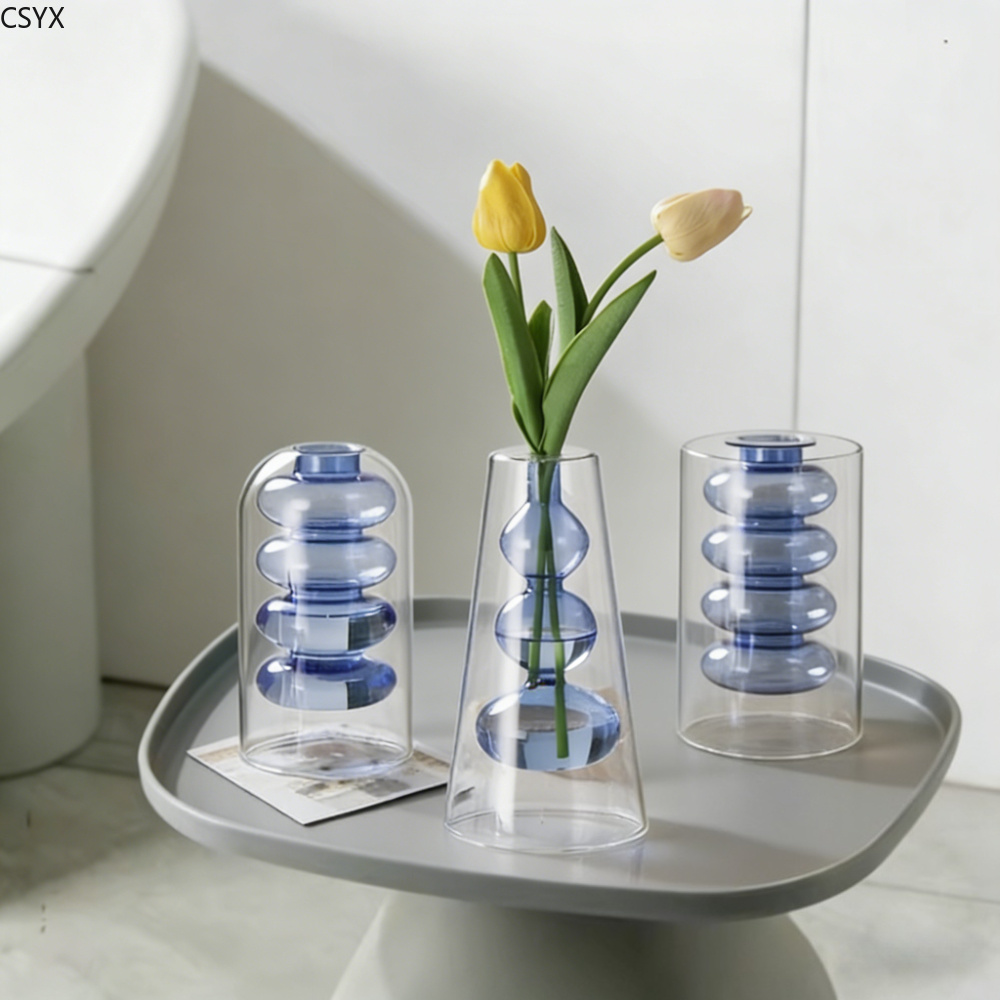 Vas Kaca Dua Lapis Warna-warni - Glass Vase Nordic ulasan dan harga
