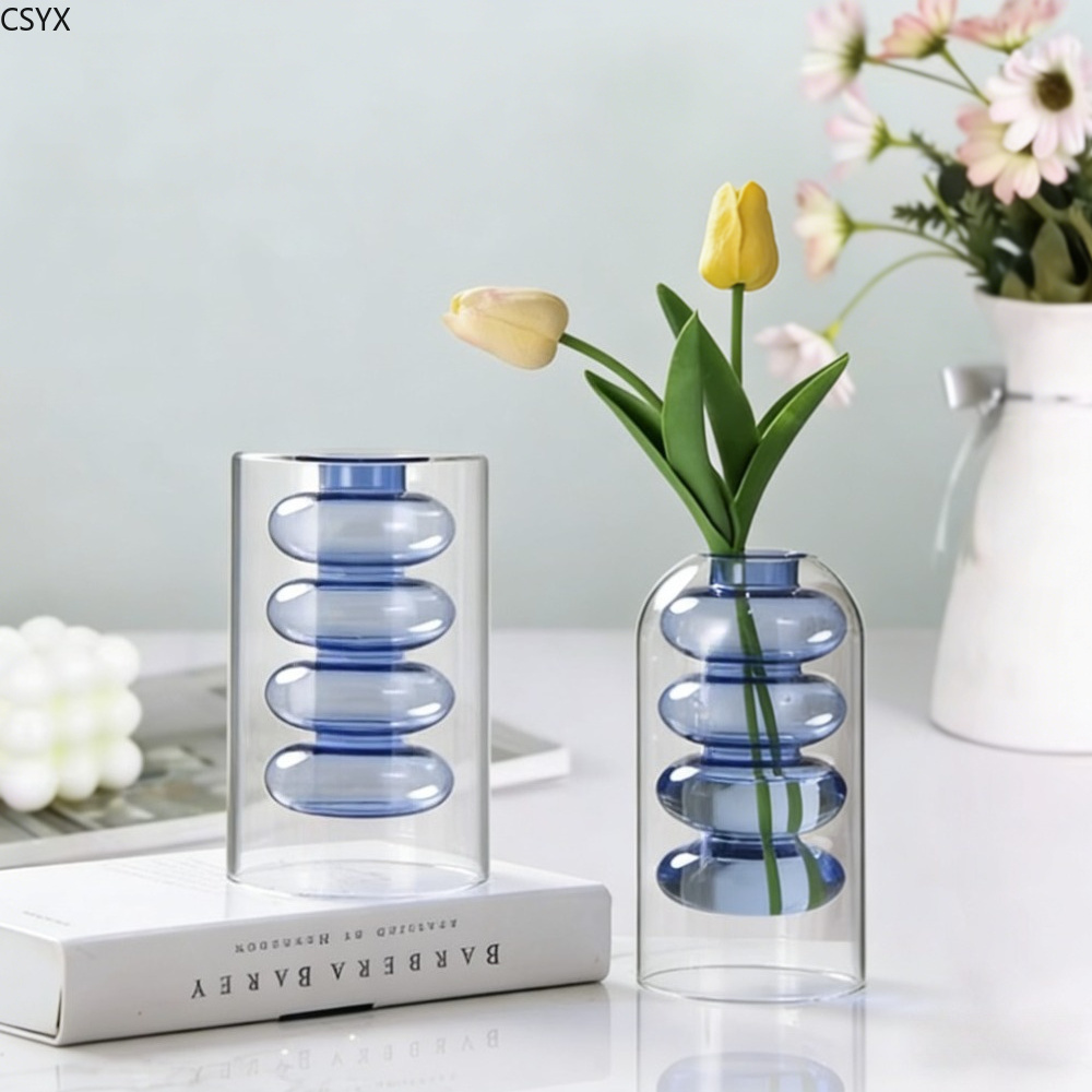 Vas Kaca Dua Lapis Warna-warni - Glass Vase Nordic ulasan dan harga