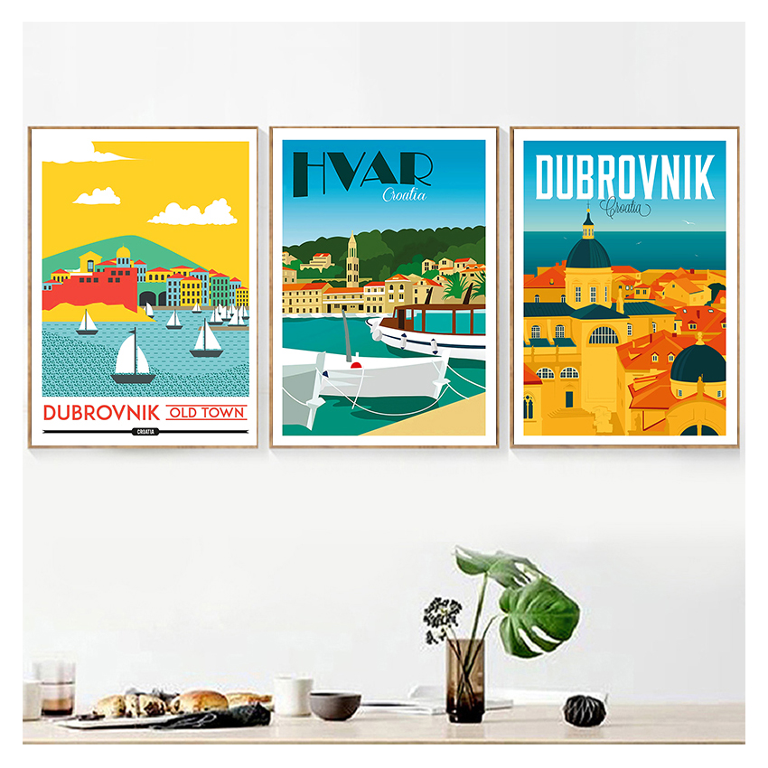 Poster Perjalanan Lukisan Kanv - Home Decor Zagreb ulasan dan harga