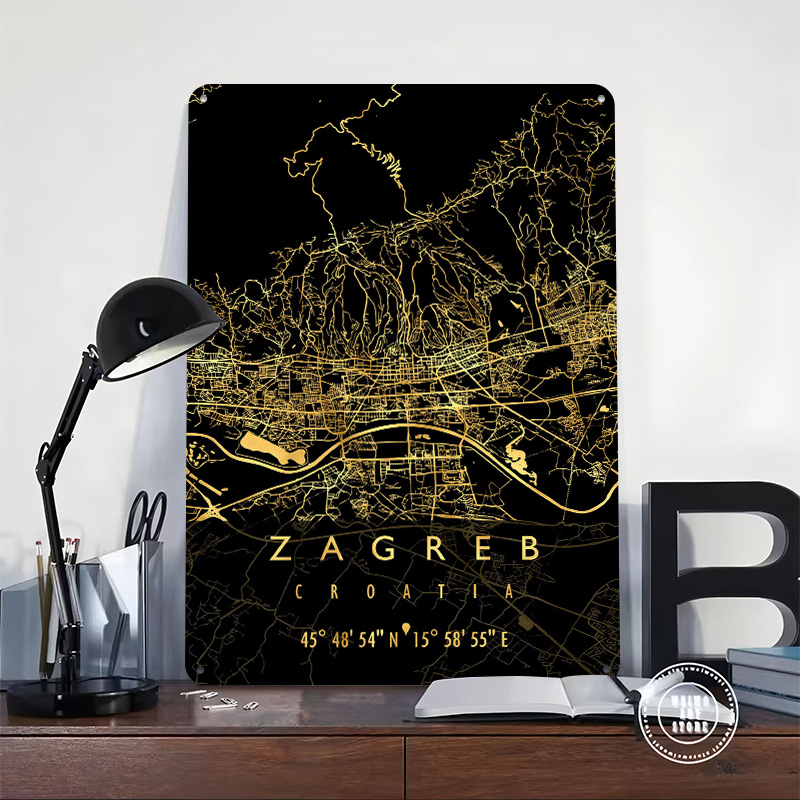 Peta Zagreb Kroasia Poster Cet - Home Decor Zagreb ulasan dan harga