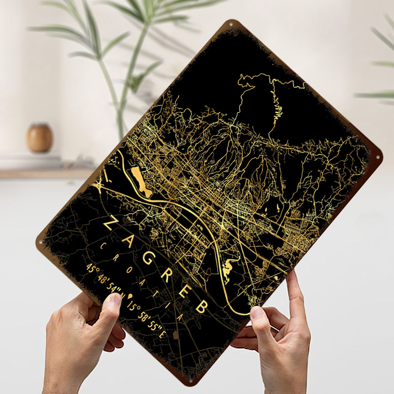 Peta Zagreb Kroasia Poster Cet - Home Decor Zagreb ulasan dan harga