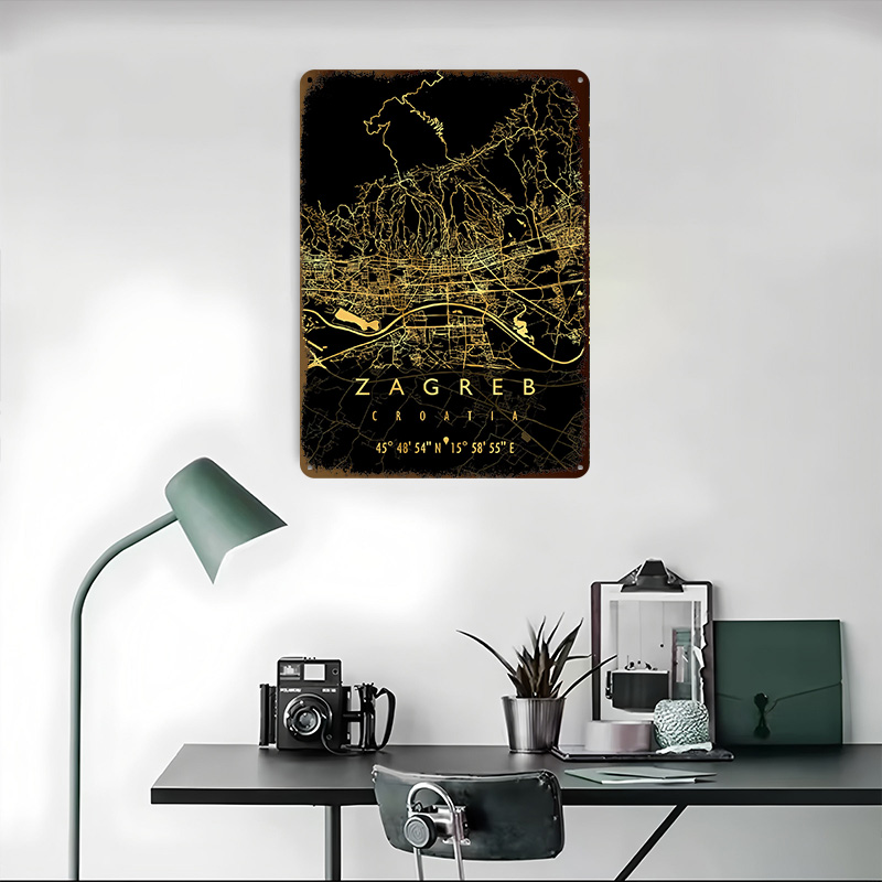 Peta Zagreb Kroasia Poster Cet - Home Decor Zagreb ulasan dan harga