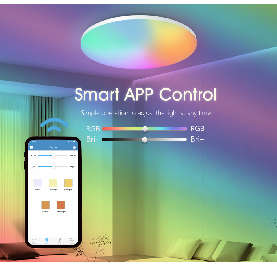 MARPOU lampu langit-langit RGB - Home Decor Free App ulasan dan harga