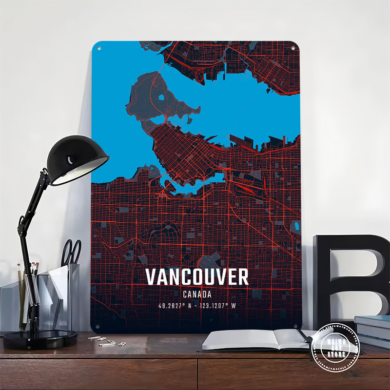 Poster Logam Peta Kota Vancouv - Home Decor Vancouver ulasan dan harga