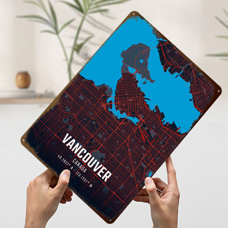 Poster Logam Peta Kota Vancouv - Home Decor Vancouver ulasan dan harga