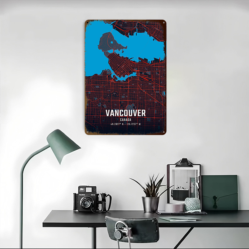 Poster Logam Peta Kota Vancouv - Home Decor Vancouver ulasan dan harga