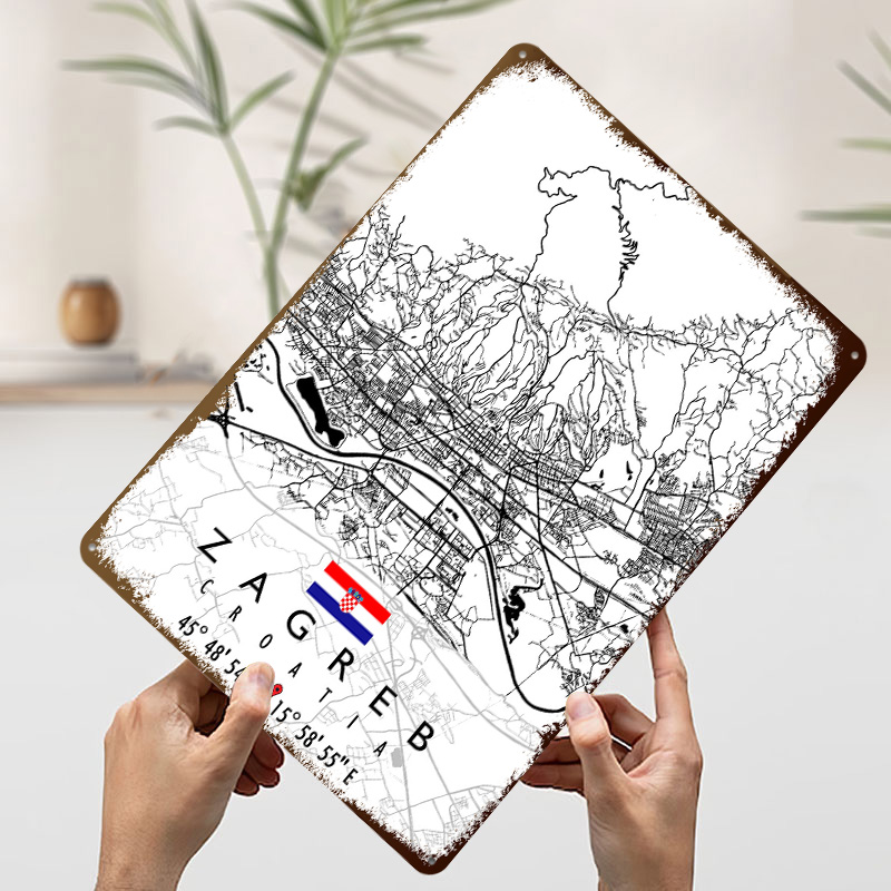 Peta Zagreb Kroasia Poster Log - Home Decor Zagreb ulasan dan harga