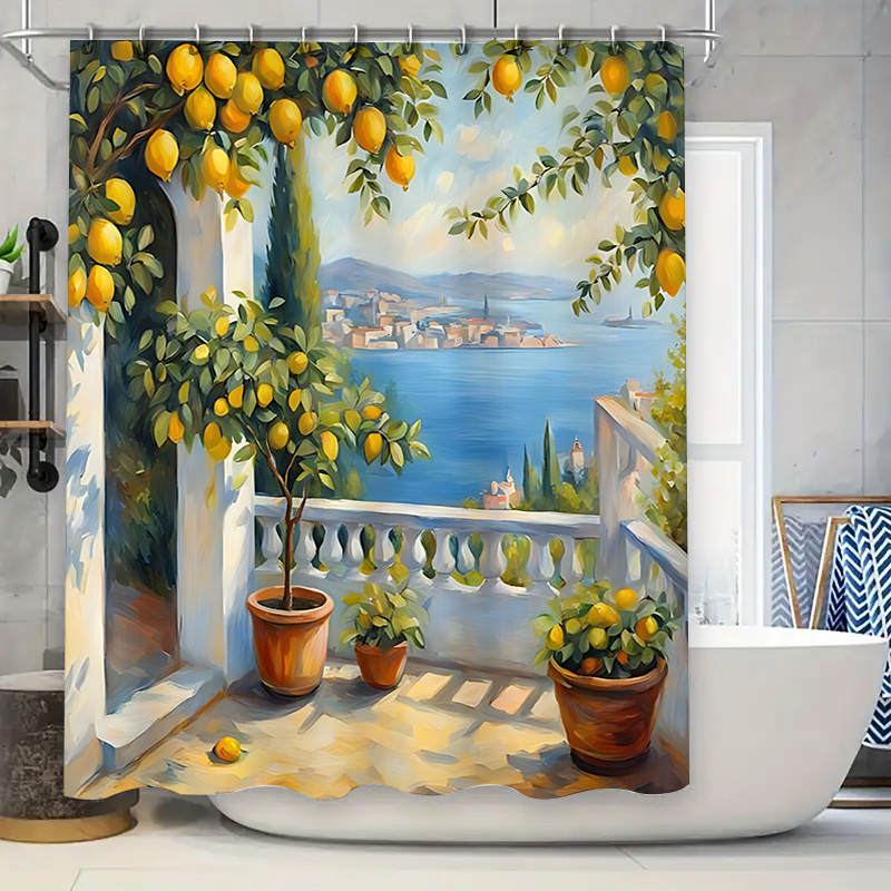 Tirai Kamar Mandi Motif Lemon  - Home Decor Garden Ideas ulasan dan harga