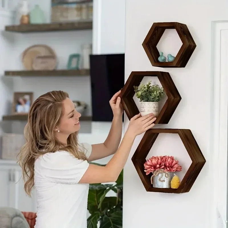 Rak Dinding Heksagonal Model T - Floating Shelves ulasan dan harga