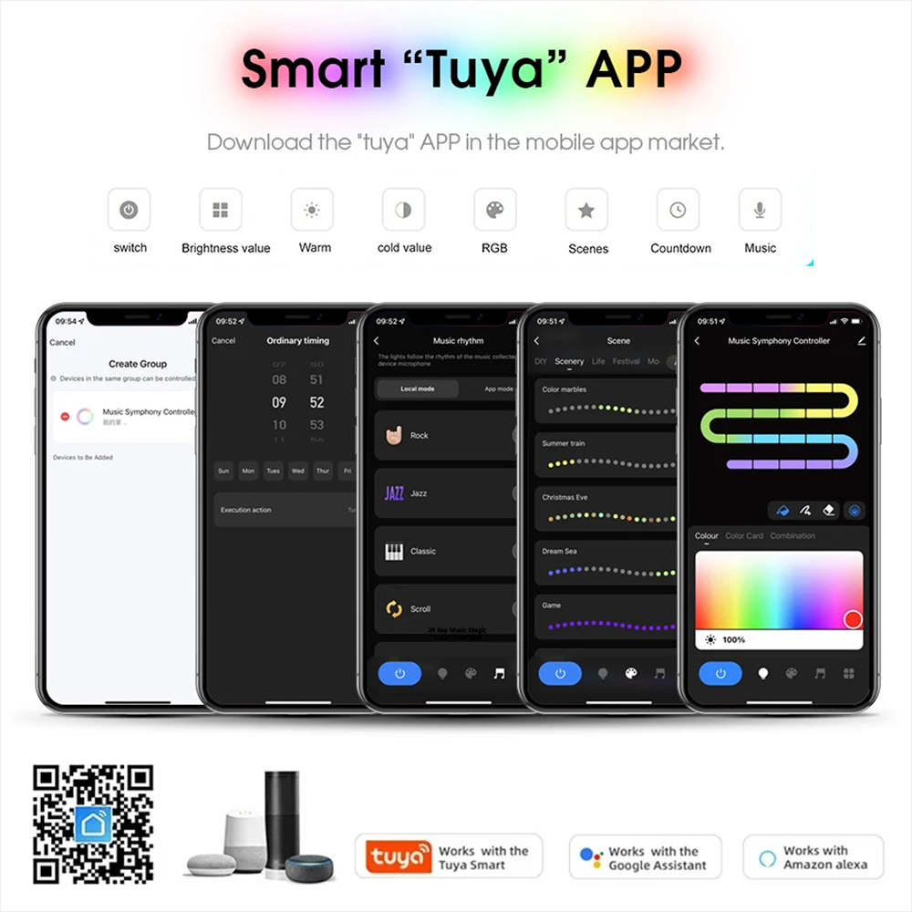 Tuya WiFi WS2811 RGBIC COB LED - Home Decor Free App ulasan dan harga