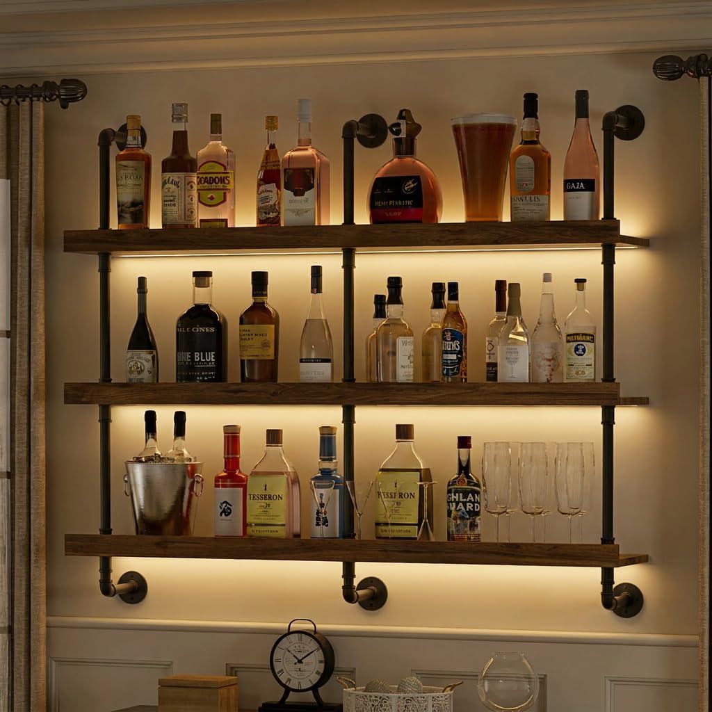 Rak Anggur Dinding dengan Lamp - Floating Shelves ulasan dan harga