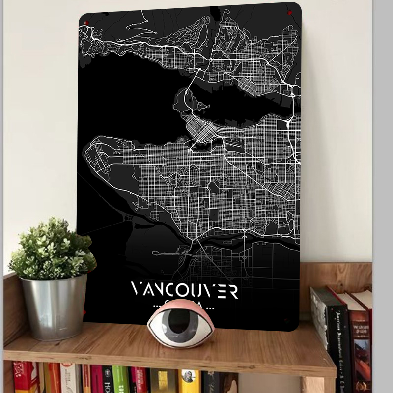 Seni Dinding Logam Peta Kota V - Home Decor Vancouver ulasan dan harga