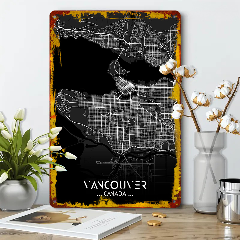 Seni Dinding Logam Peta Kota V - Home Decor Vancouver ulasan dan harga