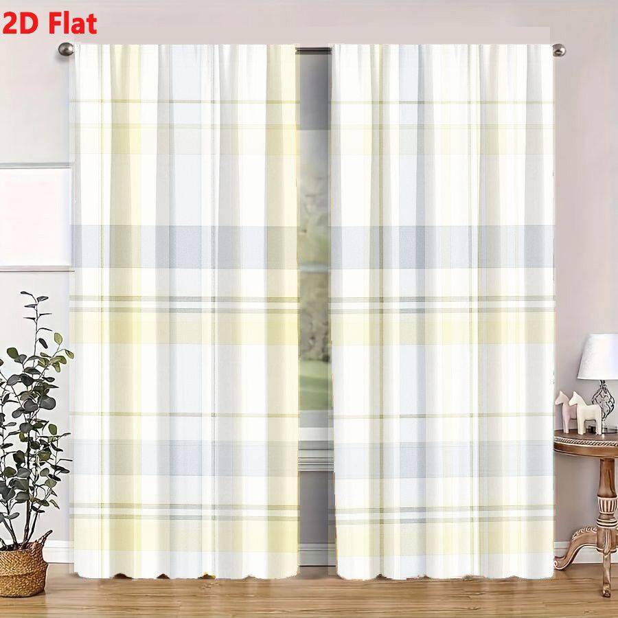 2 Buah Tirai Pola Kotak-kotak  - Home Decor Color Palettes ulasan dan harga